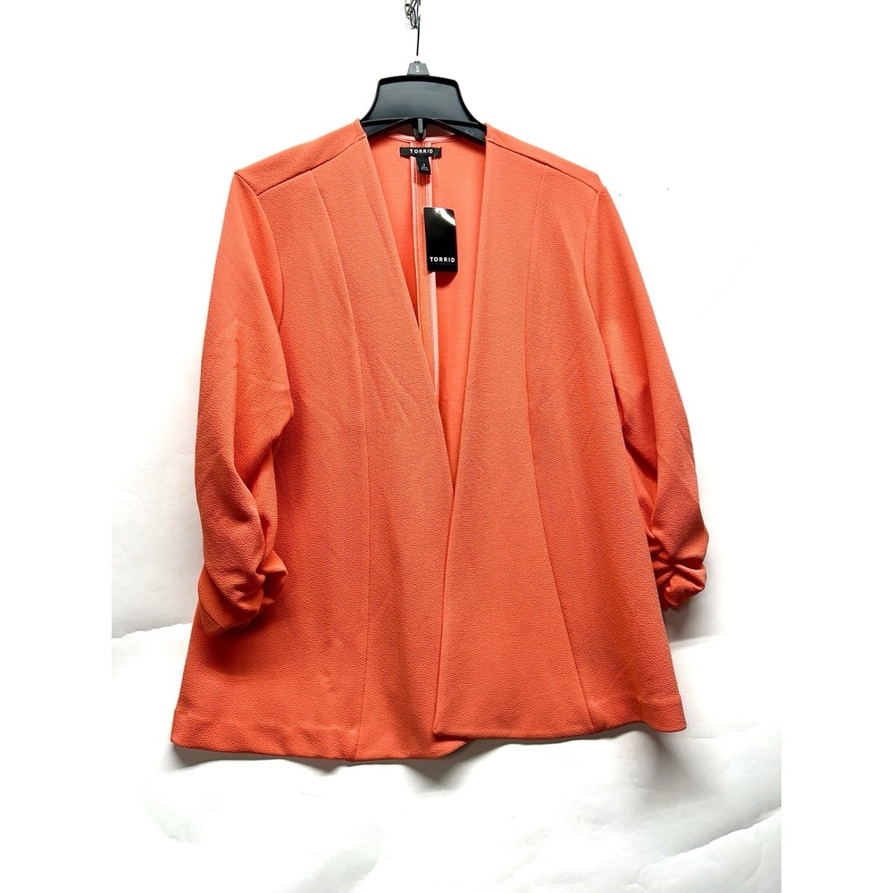 Torrid Women's 2X Peach Long Sleeve Drape Knit Crepe Blazer Cardigan 4PNK (I3)